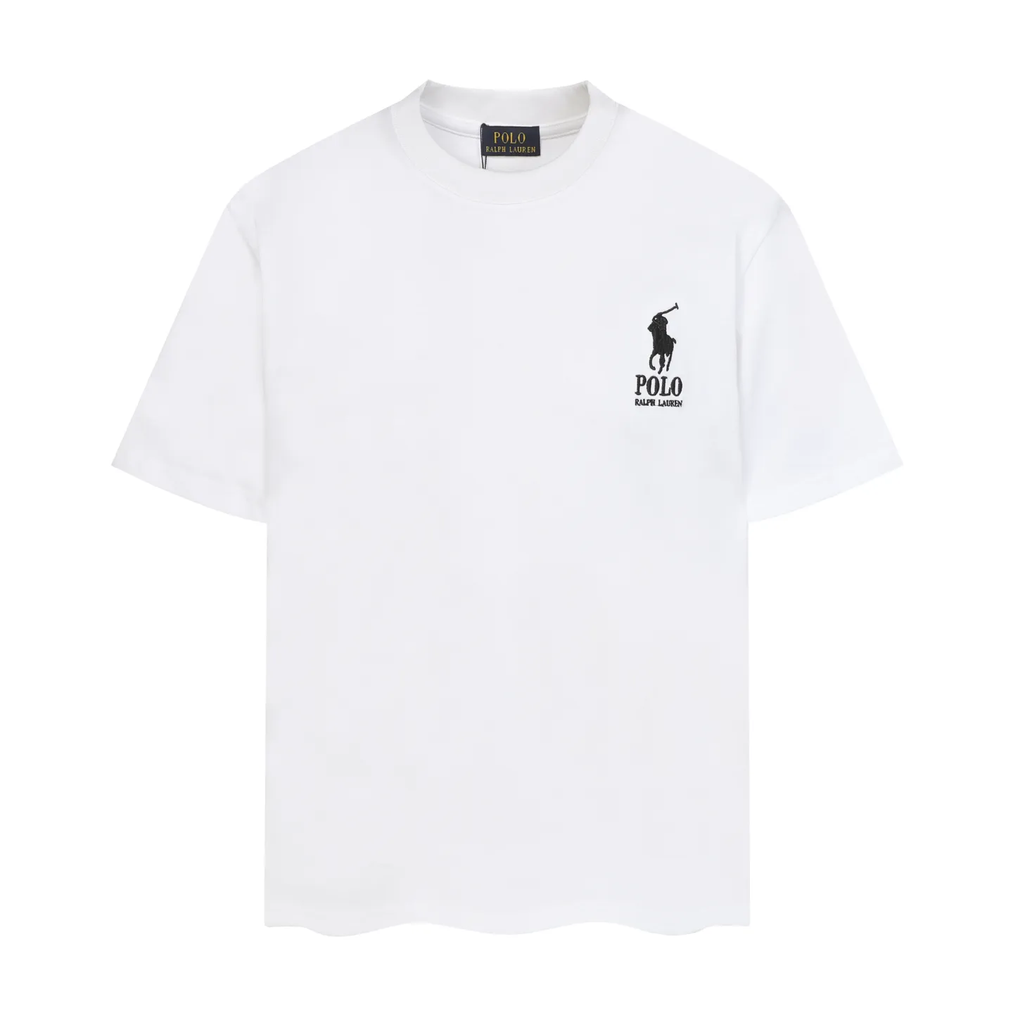 P140 💰 Actual pictures [High-end quality] Code: 8910# Color: Black White Size: S to XXL 2026ss New Ralph Lauren 320g customized fabric Round neck short sleeves Special embroidery Burnt patch Loose version for men and women